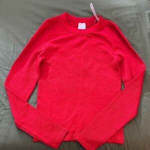 No Boundaries Red Waffle Knit Long Sleeve Top